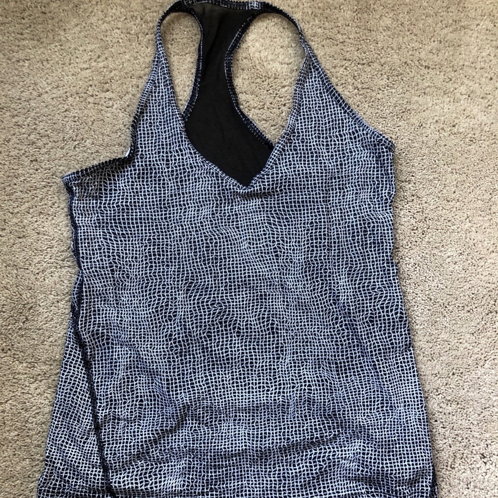 lululemon athletica Black and White Grid Racerback Tank